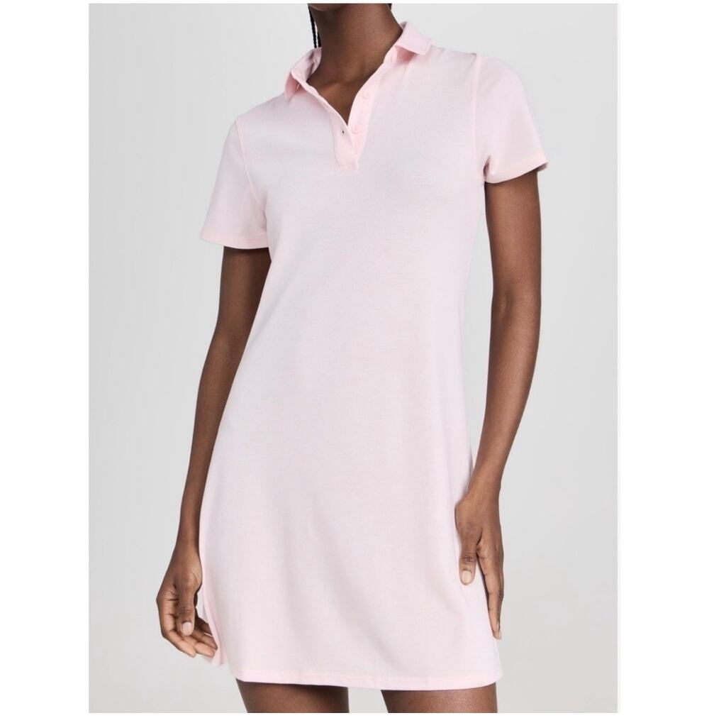 Outdoor Voices Dress Womens Medium Pink Birdie Polo Short Sleeve Sporty Active